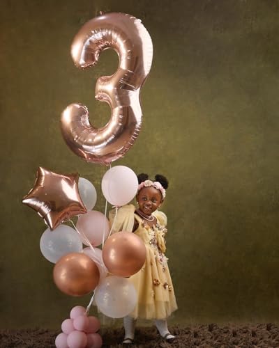 IWERP Rose Gold 3 Balloon Number Balloons 40 Inch 3rd Birthday Decorations for Kids Girls Boys Men Women Party Supplies for Party Decorations Number 3 Balloon - Image 5
