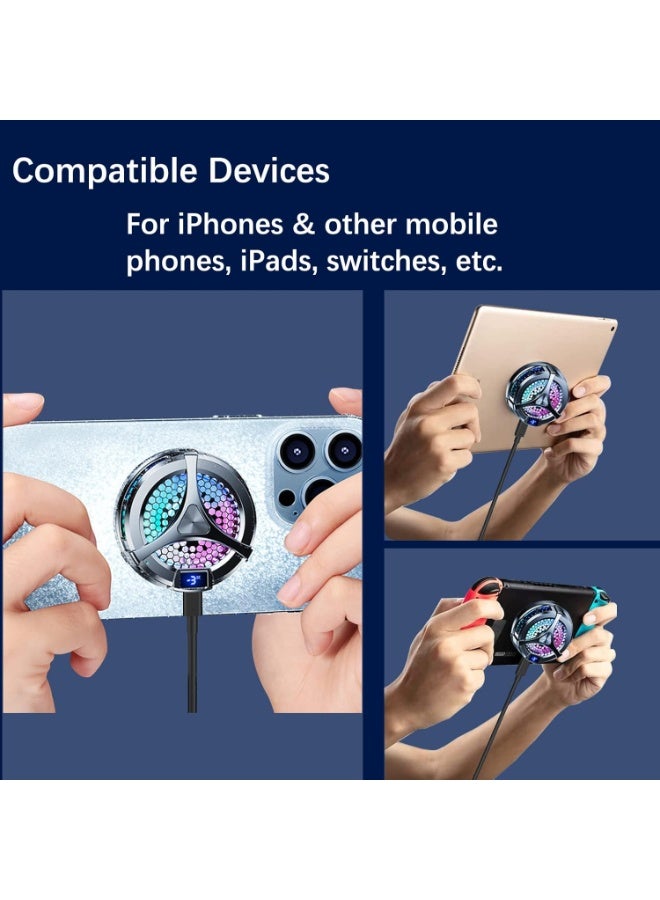 مبرد مغناطيسي محمول، مبرد هاتف بتقنية أشباه الموصلات متوافق مع iPhone 12/13/14/15، وضعان، شاشة LCD، أضواء RGB، مروحة ألعاب فورية لأجهزة Android وiPhone وiPad - Image 5