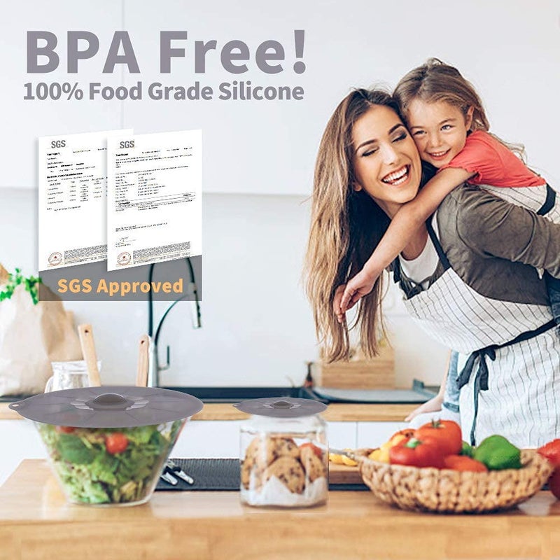Andyken Silicone Lids For Pots And Pans - Silicone Lids For Food And Bowl Covers Silicone Covers For Food Safe Bpa Free Silicone Bowl Covers Silicone Food Covers Silicone Pot Cover Microwave Cover(Gray) - Image 4