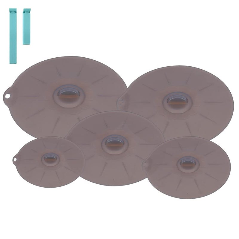 Andyken Silicone Lids For Pots And Pans - Silicone Lids For Food And Bowl Covers Silicone Covers For Food Safe Bpa Free Silicone Bowl Covers Silicone Food Covers Silicone Pot Cover Microwave Cover(Gray) - Image 1
