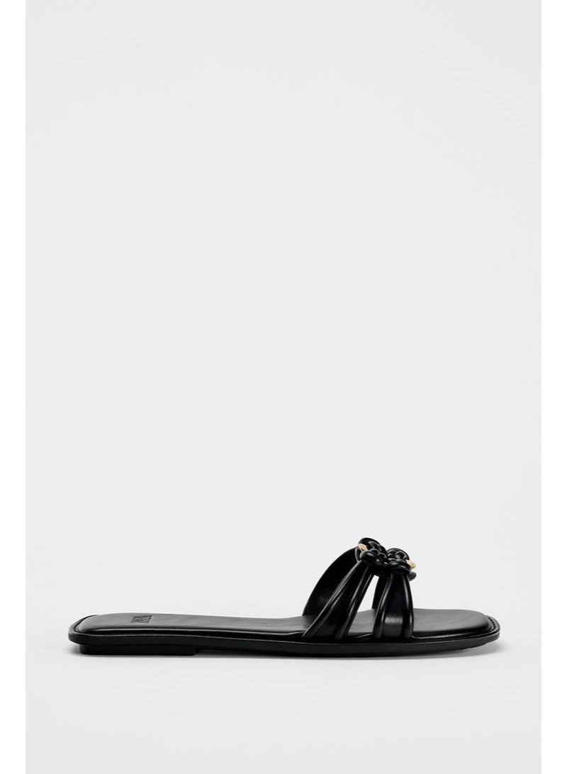 زارا صنادل مسطحة مزينة - Image 1