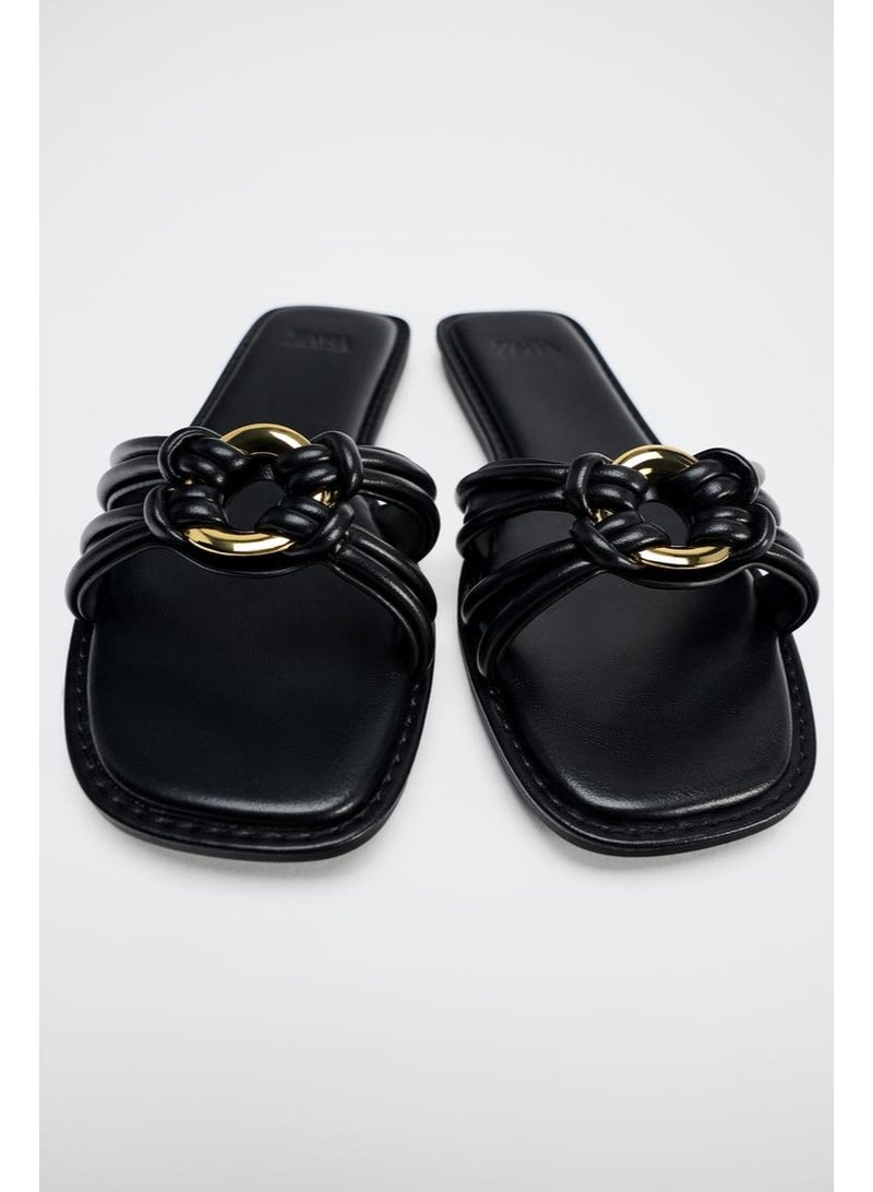 زارا صنادل مسطحة مزينة - Image 2