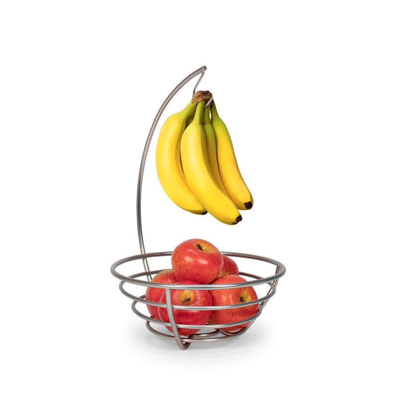 Spectrum Spectrum Diversified Euro Small Tree  Basket Hanger  Fruit Basket Produce Saver Banana Holder  Open Wire Fruit Bowl for Kitchen Counter  Dining Table Satin Nickel A18978 