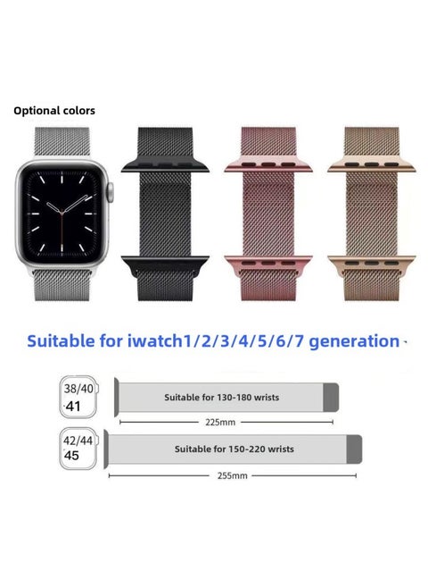 For 1-7 Generation Milanese Nice Strap Apple Strap Metal Magnetic Strap Outlet-Color:38.40.41 Gray