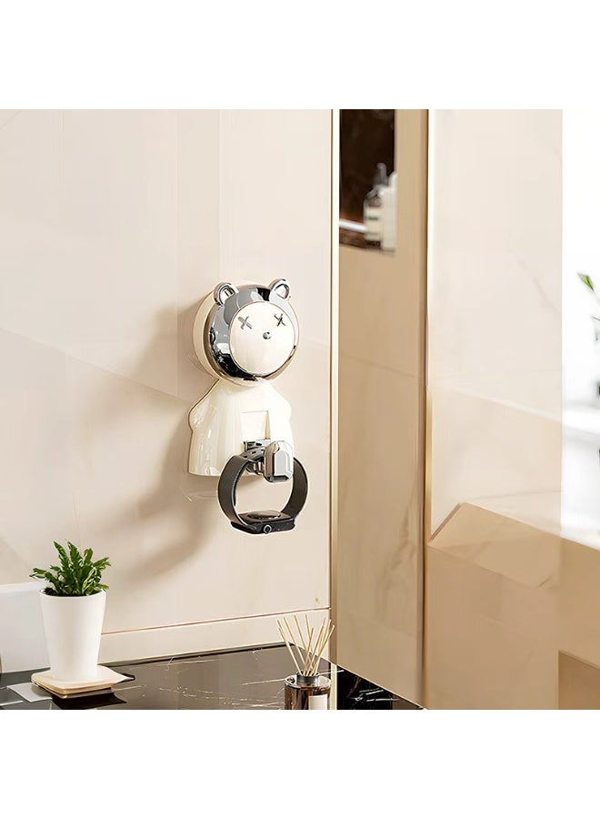 Noon East Waterproof Cute Design Adhesive Hook for Bathroom Coat, Towel, Purse, Keys, Bag Hanging, 6.4 x 5.4 x 10.8 cm, Cream/Silver - Image 1