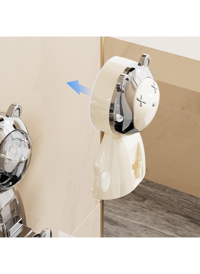 Noon East Waterproof Cute Design Adhesive Hook for Bathroom Coat, Towel, Purse, Keys, Bag Hanging, 6.4 x 5.4 x 10.8 cm, Cream/Silver - Image 4