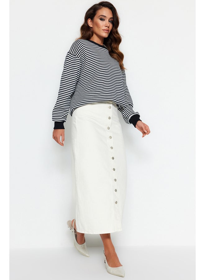 trendyol Ecru Button Closure Denim Denim Skirt TCTSS23EE00024  - Image 1