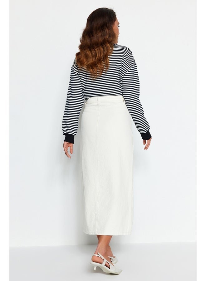 trendyol Ecru Button Closure Denim Denim Skirt TCTSS23EE00024  - Image 3