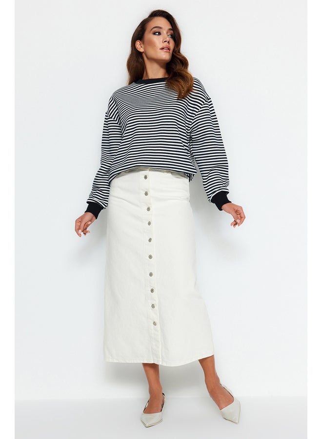 trendyol Ecru Button Closure Denim Denim Skirt TCTSS23EE00024  - Image 2