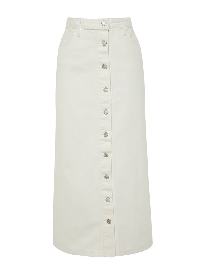 trendyol Ecru Button Closure Denim Denim Skirt TCTSS23EE00024  - Image 4