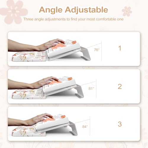 AnyShock 2 in 1 Acrylic Computer Keyboard Holder with Soft Wrist Rest, Butterfly Keyboard Wrist Pad, 3-Level Height Adjustment for Ergonomic Typing, Wrist Rests for Office (White) - Image 3