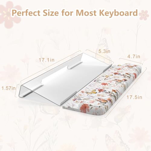 AnyShock 2 in 1 Acrylic Computer Keyboard Holder with Soft Wrist Rest, Butterfly Keyboard Wrist Pad, 3-Level Height Adjustment for Ergonomic Typing, Wrist Rests for Office (White) - Image 5