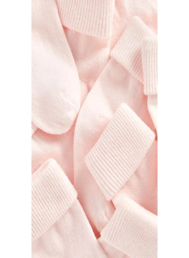 mothercare Pink Turn-Over-Top Baby Socks - 5 Pack