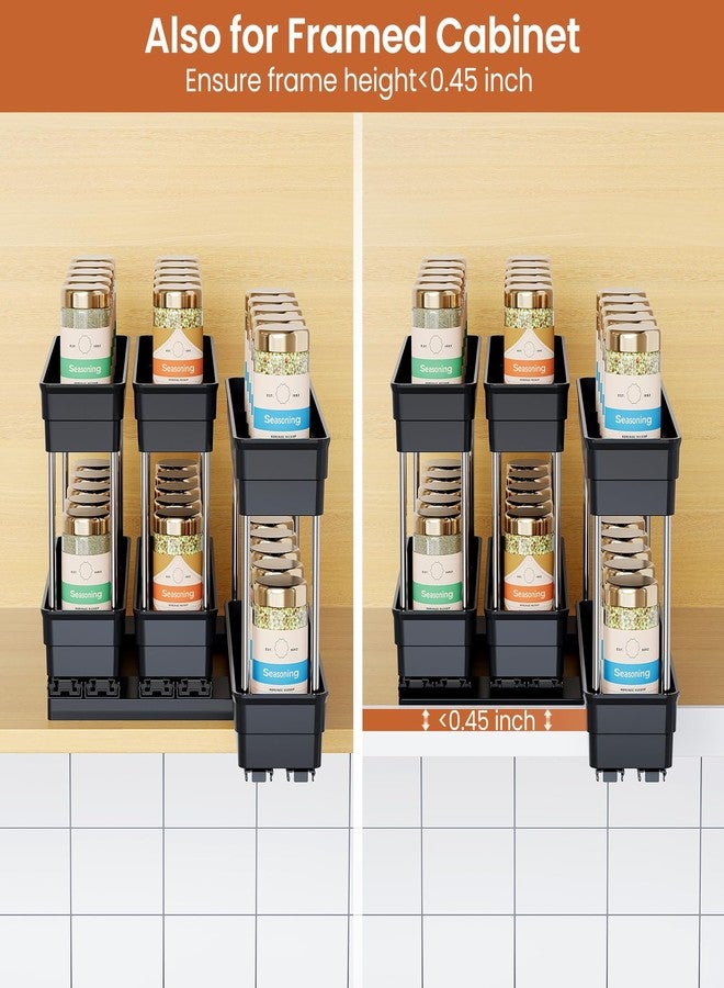 Mystozer Pull Out Spice Rack Organizer for Cabinet, Slide Out Spice Racks Organizer, Easy to Install Spice Cabinet Organizers, 2.3''Wx10.35''Dx8.26''H, 3 Pack-2 Tier(Black) - Image 5