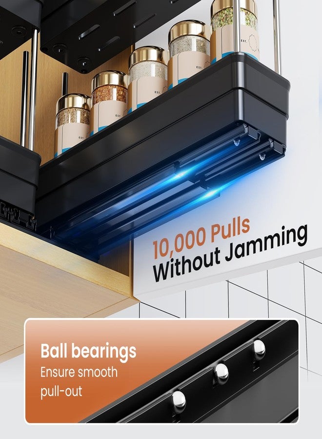 Mystozer Pull Out Spice Rack Organizer for Cabinet, Slide Out Spice Racks Organizer, Easy to Install Spice Cabinet Organizers, 2.3''Wx10.35''Dx8.26''H, 3 Pack-2 Tier(Black) - Image 4