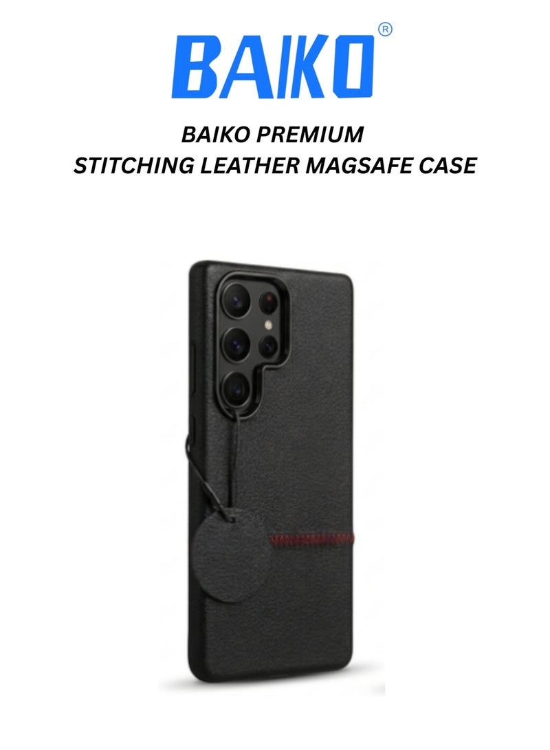 BAIKO Premium Stitching Leather MagSafe Case for Samsung S Series – Shockproof Slim Protective Cover with Strong Magnetic Charging Support, Smart Elegant Design - Image 1