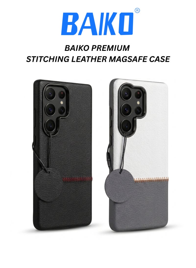BAIKO Premium Stitching Leather MagSafe Case for Samsung S Series – Shockproof Slim Protective Cover with Strong Magnetic Charging Support, Smart Elegant Design - Image 3