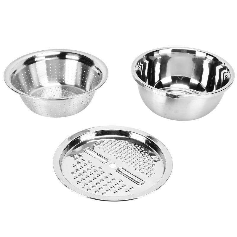 304 Stainless Steel Drain Basin 3 In 1 Set Vegetable and Fruit Cut Kneading Basin Cutting Plate Rice Sieve Pot - Image 2