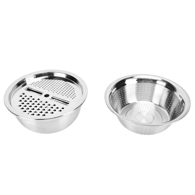 304 Stainless Steel Drain Basin 3 In 1 Set Vegetable and Fruit Cut Kneading Basin Cutting Plate Rice Sieve Pot - Image 4