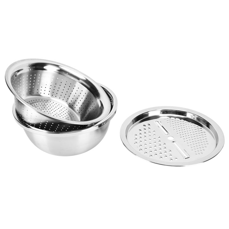 304 Stainless Steel Drain Basin 3 In 1 Set Vegetable and Fruit Cut Kneading Basin Cutting Plate Rice Sieve Pot - Image 5