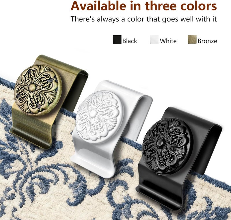 Doselves Tapestry Wall Hanging Clamps 4 Pack 1.2x2.0 Textile Art Decoration Hangers Metal Clips for Hanging Rugs Carpet Display(White) - Image 3