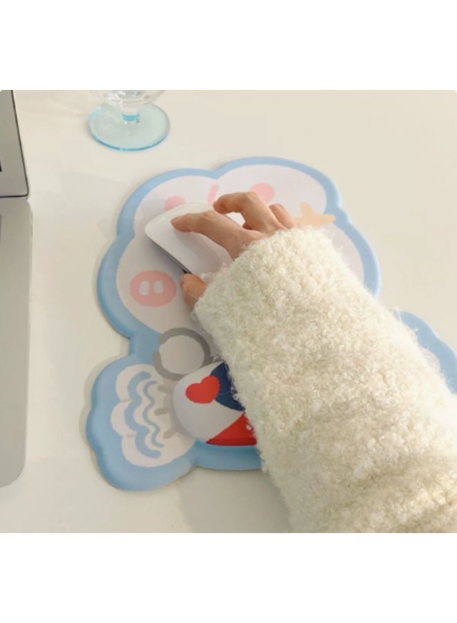 Cute Milk Candy Rabbit Ergonomic Mouse Pad with Wrist Rest & Candy Shape Keyboard Wrist Rest Set, Kawaii Cartoon Memory Foam Desk Palm Support, Non Slip Silicone Base Mousepad for Office Gaming Laptop Desktop Decor - Image 2