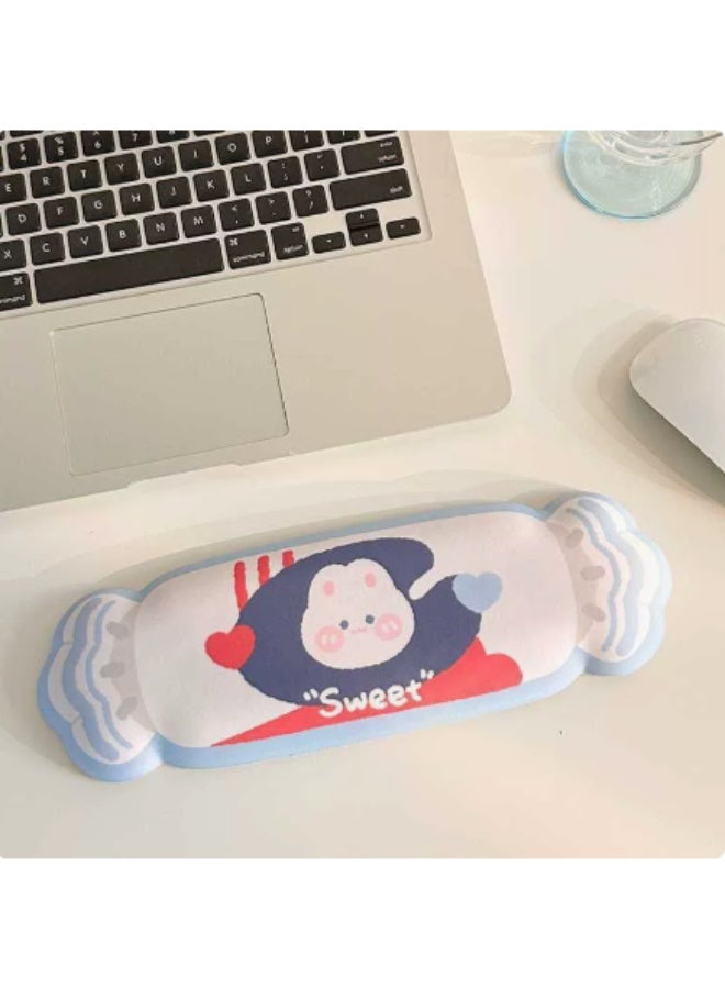Cute Milk Candy Rabbit Ergonomic Mouse Pad with Wrist Rest & Candy Shape Keyboard Wrist Rest Set, Kawaii Cartoon Memory Foam Desk Palm Support, Non Slip Silicone Base Mousepad for Office Gaming Laptop Desktop Decor - Image 4