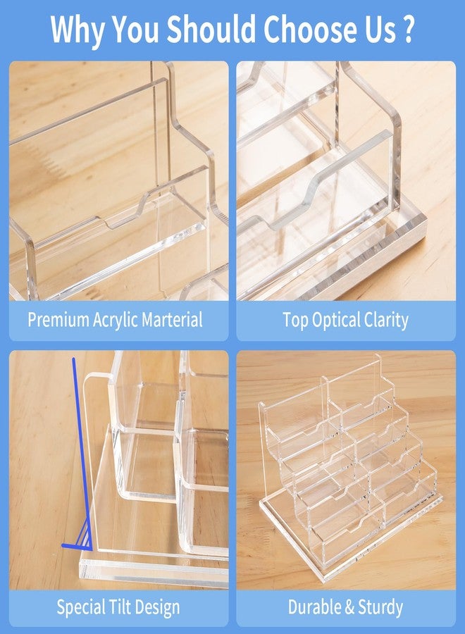 NIUBEE Clear Business Card Holder 4 Tier Acrylic Business Card Stand, 8 Slots Business Card Display for Desk Counter, 600 Card Capacity, 1 Pack - Image 5