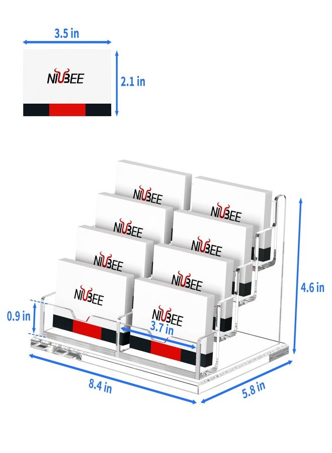 NIUBEE Clear Business Card Holder 4 Tier Acrylic Business Card Stand, 8 Slots Business Card Display for Desk Counter, 600 Card Capacity, 1 Pack - Image 2