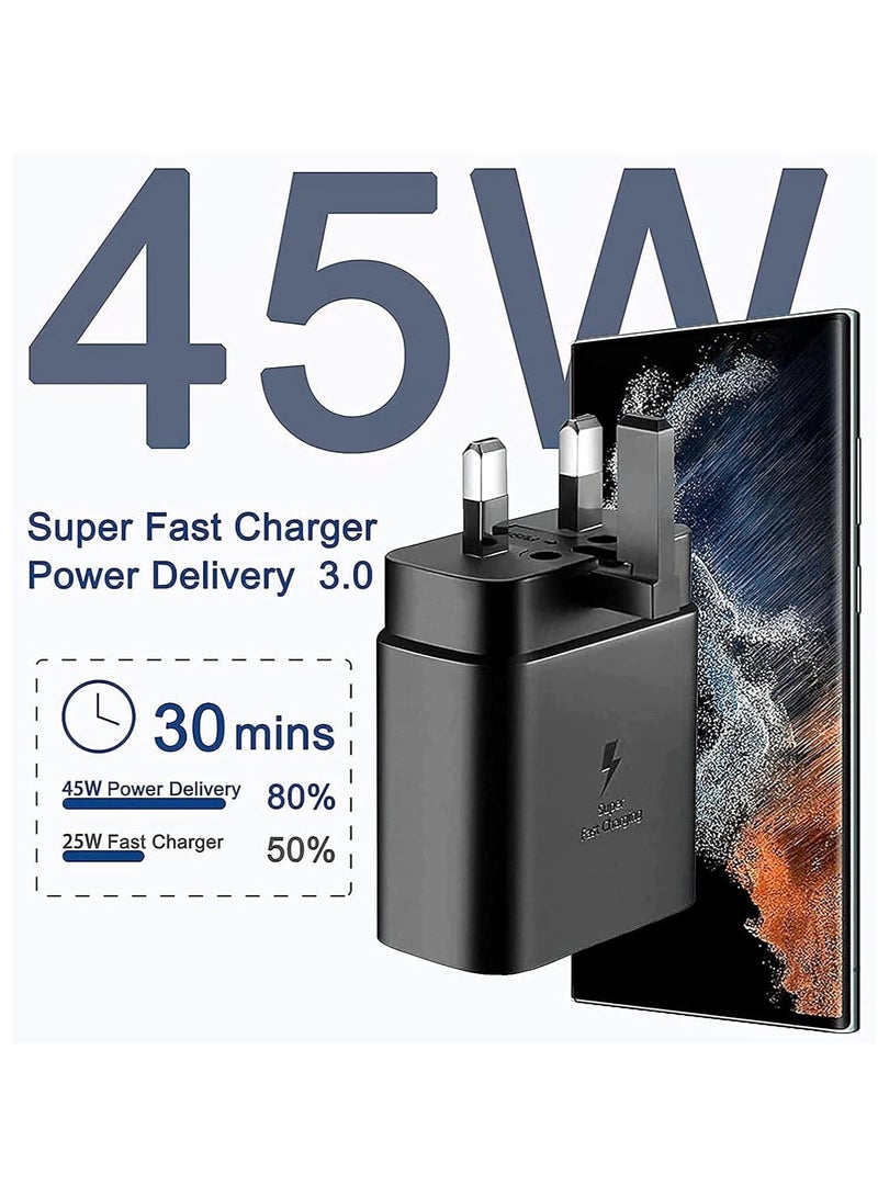 بروماس شاحن سريع يو اس بي نوع سي ، قابس شاحن سريع 45 واط لسامسونج، قابس شاحن يو اس بي نوع سي متوافق مع سامسونج جالاكسي S23/S23+/S23 الترا/S22/S22+/S22 الترا/S21/S20/نوت 20/Z فليب 4/Z فولد 4 - أسود - Image 3