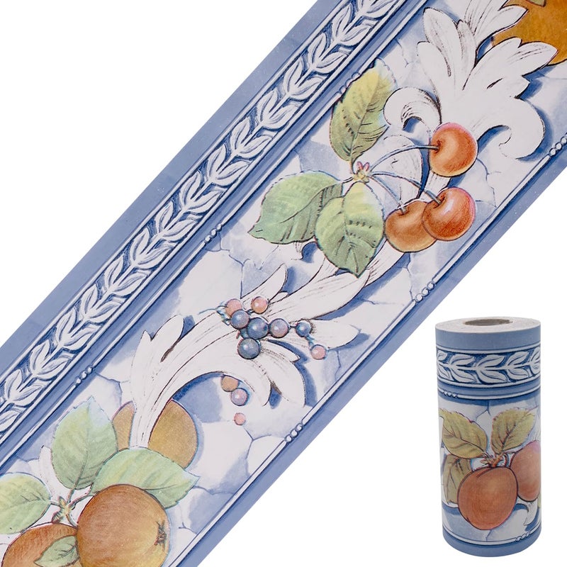 Yifasy Removable Wallpaper Border SelfAdhesive PVC Tiles Sticker Roll Skirting Line Home Decor Orange Fruit
