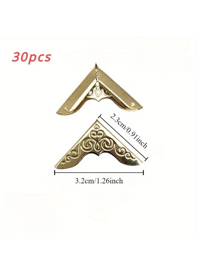 30 قطعة واقيات زاوية الكتب الذهبية، زوايا علامات كتب معدنية زخرفية لألبومات الصور والإطارات وصناديق المجوهرات - Image 1