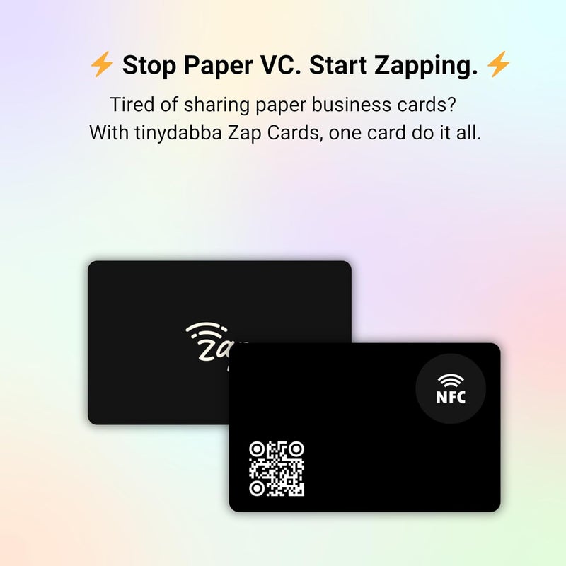 Tinydabba Zap NFC Smart Digital Business Card – Tap to Share Contact & Social Media Instantly | No App Needed | QR + NFC Card | Reusable Contactless Networking Card | Metal | Black - Image 5