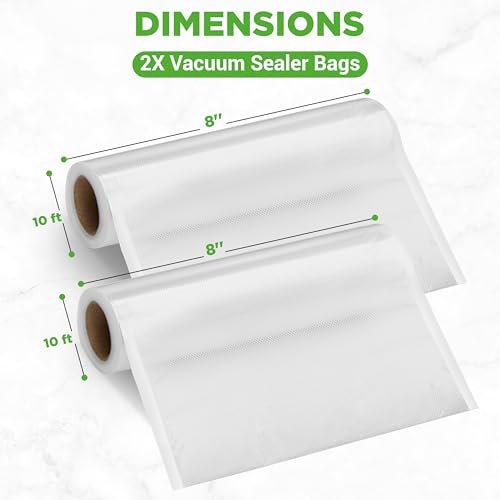 NutriChef Vacuum Sealer Bags 8x10 Rolls 2 Pack - Food Saver, Seal a Meal - Commercial Grade, Heavy Duty, Wrinkle Free, Keeps Produce Fresh, Ideal for Storage, Meal Prep, Sous Vide Cooking - Image 3