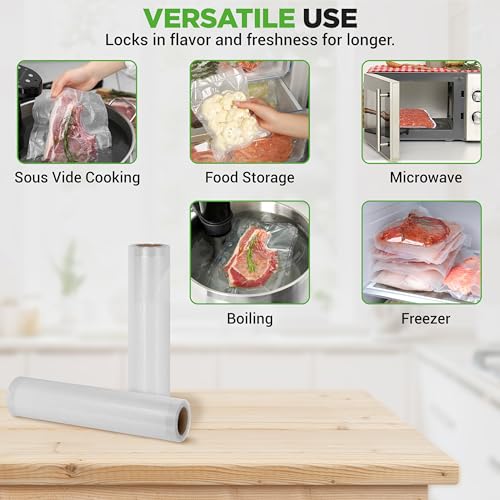 NutriChef Vacuum Sealer Bags 8x10 Rolls 2 Pack - Food Saver, Seal a Meal - Commercial Grade, Heavy Duty, Wrinkle Free, Keeps Produce Fresh, Ideal for Storage, Meal Prep, Sous Vide Cooking - Image 4
