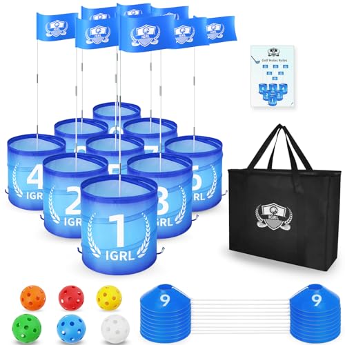 IGRL Golf Yard Game 9 Holes Backyard Golf Games for Adults Golf Chipping Game Set with Balls Carry Bag Flag Obstacles Outdoor Indoor Golf Gifts for Men Lawn Beach Camping Park Hotel - Image 1