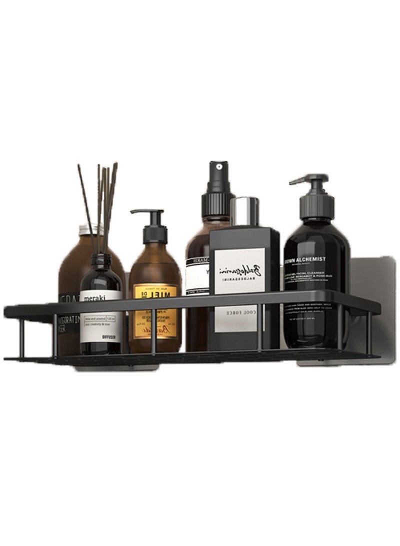 هومار كيت حامل دش، حامل دش منظم من الفولاذ المقاوم للصدأ اللاصق، حامل دش زاوية مع خطافات، أرفف دش لتخزين منظمات الحمام والتخزين، أسود - Image 2