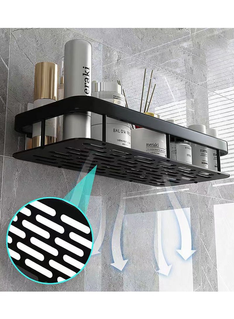 هومار كيت حامل دش، حامل دش منظم من الفولاذ المقاوم للصدأ اللاصق، حامل دش زاوية مع خطافات، أرفف دش لتخزين منظمات الحمام والتخزين، أسود - Image 3