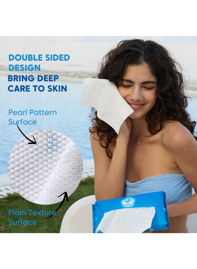 withu Disposable Face Towels, Ultra Soft, Thick Towelettes, Hygienic Makeup Remover, Facial Cleansing Wipes, Dry Washcloth & Napkins, Multi-Use/Family - Image 5