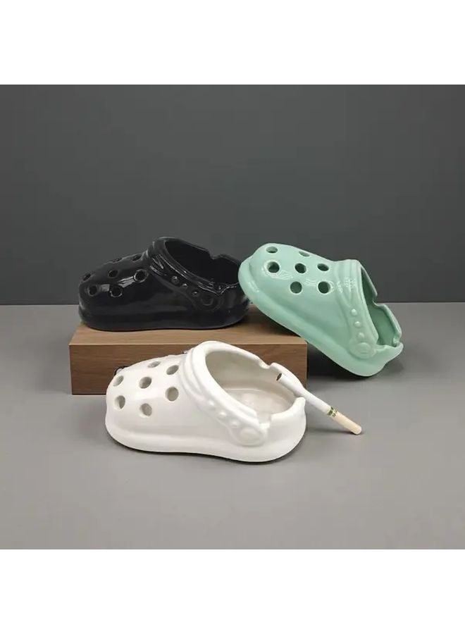 Black Ceramic Clog Ashtray Dual Purpose Decor Unique Gift Home Office Hotel - Image 1