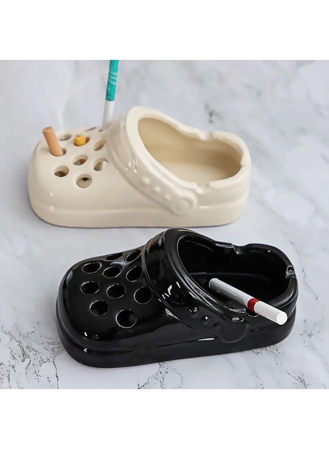 Black Ceramic Clog Ashtray Dual Purpose Decor Unique Gift Home Office Hotel - Image 2