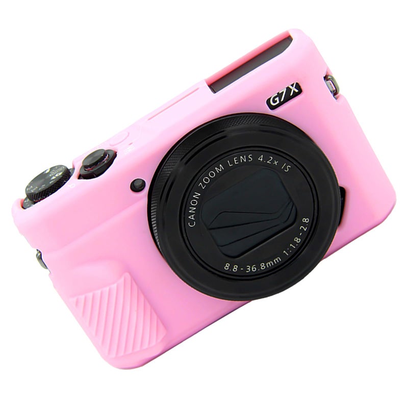 Easy Hood Camera Case for Canon Powershot G7X Mark II Digital Camera, Removable Lens Cover Silicone Gel Soft Camera Case with Key Marking, Rubber Protective Body Skin for Canon G7X II Camera Pink - Image 1