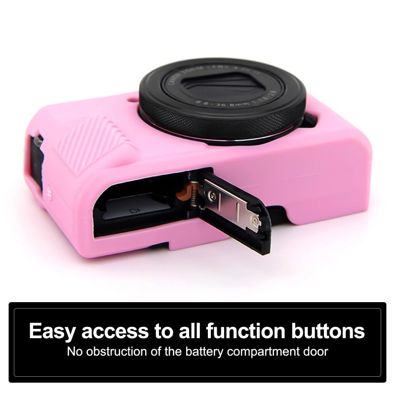 Easy Hood Camera Case for Canon Powershot G7X Mark II Digital Camera, Removable Lens Cover Silicone Gel Soft Camera Case with Key Marking, Rubber Protective Body Skin for Canon G7X II Camera Pink - Image 5