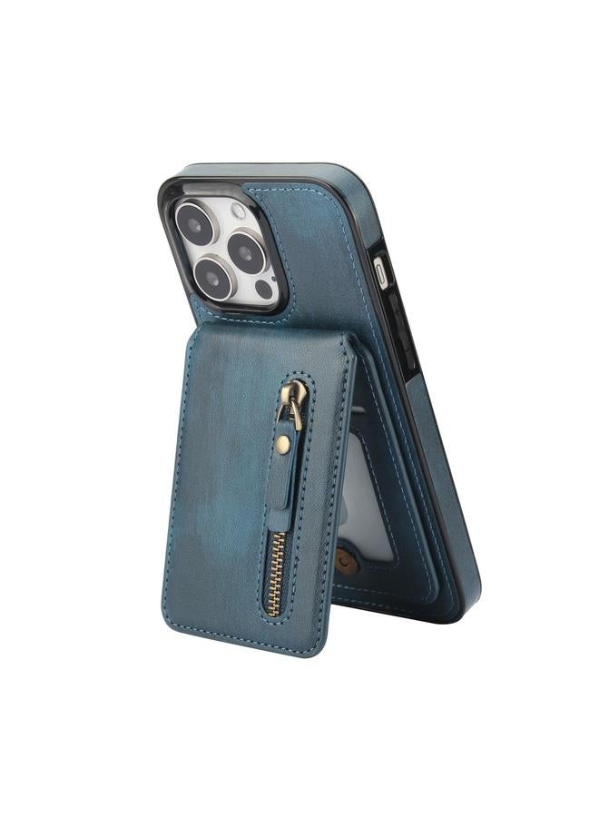 S-TOP Case For iPhone 15 Pro Zipper Wallet Split MagSafe Leather Back Phone Case - Image 2