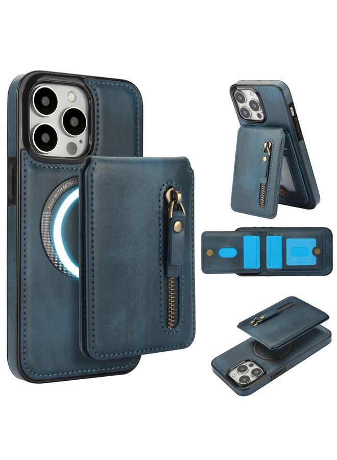 S-TOP Case For iPhone 15 Pro Zipper Wallet Split MagSafe Leather Back Phone Case - Image 1