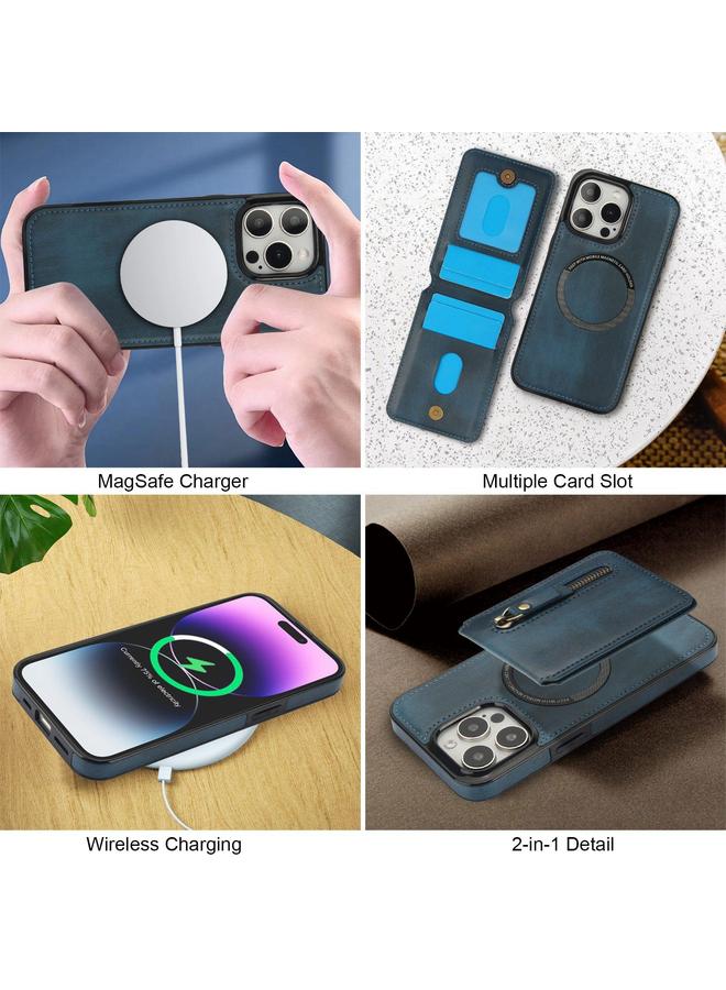S-TOP Case For iPhone 15 Pro Zipper Wallet Split MagSafe Leather Back Phone Case - Image 4
