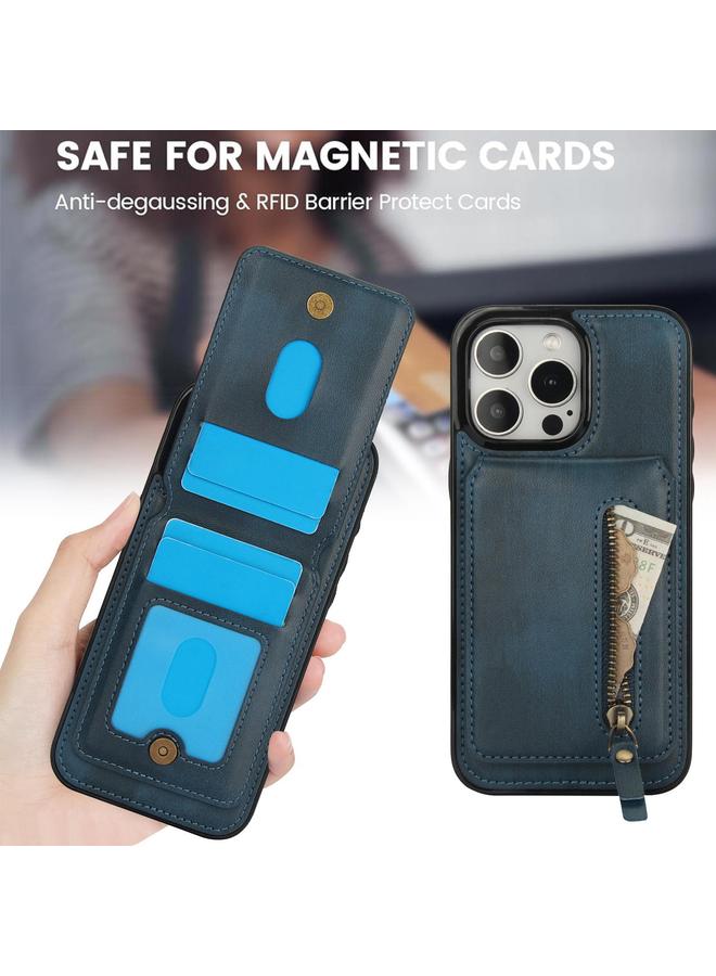 S-TOP Case For iPhone 15 Pro Zipper Wallet Split MagSafe Leather Back Phone Case - Image 5