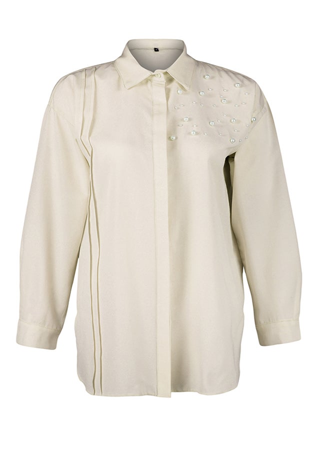 trendyol - Stone Pearl Detailed Cotton Woven Shirt TCTSS24TG00032 - Image 1
