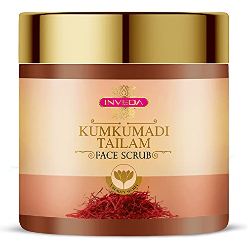 Inveda Kumkumadi Tailam Face Scrub | Prevents 9 Skin Problems with Kesar, Turmeric, Licorice and Sandalwood for Removing Dead Skin Cells for Radiant & Spot Free Skin, 100ml - Image 1
