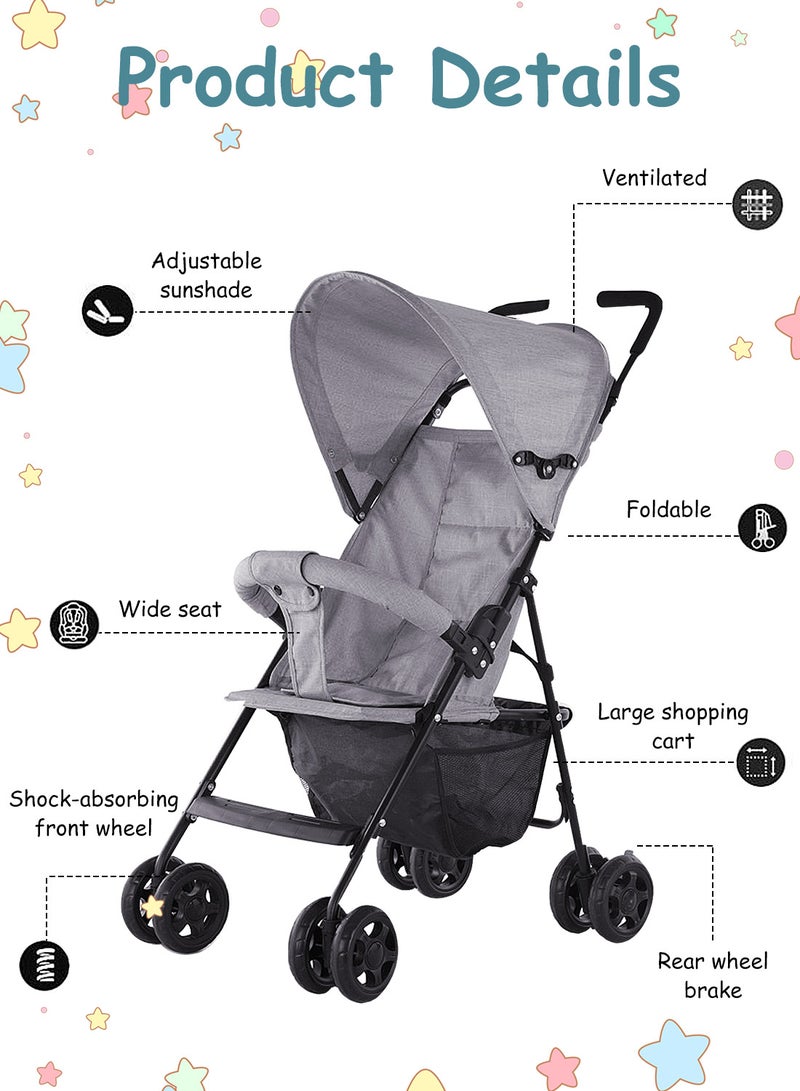 MaBaby Baby Toddlers Lightweight Strollers, Travel Stroller For Easy Fold, Single Stroller With Canopy - Image 3